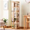 ARMERI 5 Tier Rotating Bookshelf, Corner Bookshelf, Bamboo 360 Swivel Bookcase, Floor Standing Book Shelf Storage Display Rack for Living Room Study Room Office,Wood,5 Tier view 1