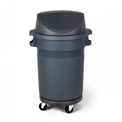GRFIT Outdoor Trash Bin Thickened Round Recycling Bin, 80/120L Large-Capacity Garbage Can with Swing Cover, Removable Outdoor Commercial Trash Can Dustbins Waste Bins (Size : 80L, Color : B)