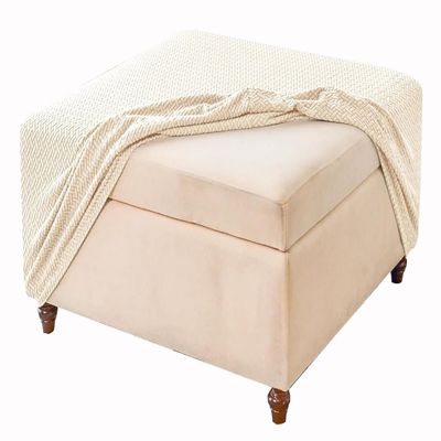 JACOJE Velvet Ottoman Cover Rectangular Stretch Square Ottoman Covers Slipcover Rectangle Washable Foot Stool Cover Thick Storage Protector with Elastic Bottom(#10,70x70 cm)