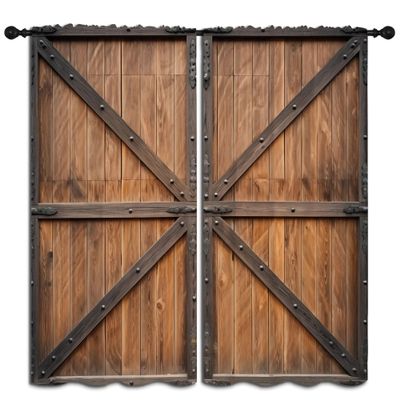 PYMATYTN Brown Wooden Door Blackout Curtains for Boys Girl Bedroom Decor,Rustic Farmhouse Barn Door Thermal Insulated Rod Pocket Drapes Darkening Window Curtain for Living Room Home 84x84 inch