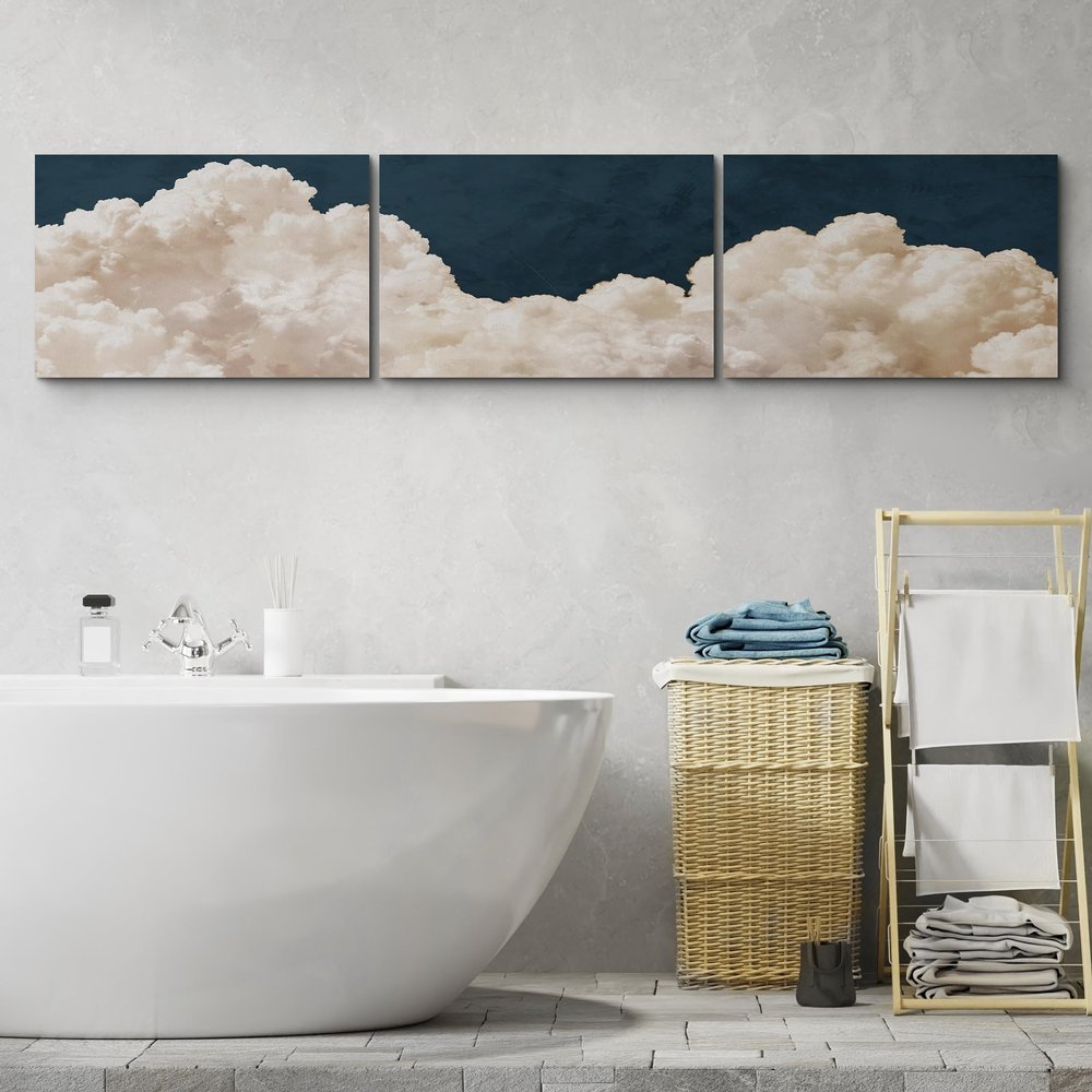MUDECOR Canvas Print Wall Art Fluffy Clouds Illustrations for Living Room, Bedroom, Office - 24"x36" x 3