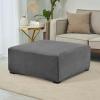 JACOJE Velvet Ottoman Cover Rectangular Stretch Square Ottoman Covers Slipcover Rectangle Washable Foot Stool Cover Thick Storage Protector with Elastic Bottom(#6,110x110 cm) view 2