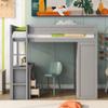 Jintop Twin Size Loft Bed with Wardrobes and 2-Drawer Desk,Multifunction Storage Wood Bunk Bed Frame,w/Cabinet,Space-Saving Design,Slat Support,for Kids Teens Girls Boys Bedroom,Gray view 3