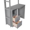 Jintop Twin Size Loft Bed with Wardrobes and 2-Drawer Desk,Multifunction Storage Wood Bunk Bed Frame,w/Cabinet,Space-Saving Design,Slat Support,for Kids Teens Girls Boys Bedroom,Gray view 4