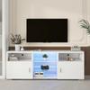 CITYLIGHT Modern TV Stand for 32-60 inch TV, LED Television Table Center Media Console with Drawer and Led Lights, Matt Entertainment Center for Living Game Room Bedroom, White view 1