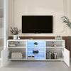 CITYLIGHT Modern TV Stand for 32-60 inch TV, LED Television Table Center Media Console with Drawer and Led Lights, Matt Entertainment Center for Living Game Room Bedroom, White view 3