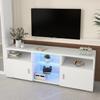 CITYLIGHT Modern TV Stand for 32-60 inch TV, LED Television Table Center Media Console with Drawer and Led Lights, Matt Entertainment Center for Living Game Room Bedroom, White view 4