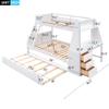 Acosure Twin Over Full Bunk Bed with Trundle and Built-in Desk,Bedroom Wood Bed Frame W/ 3 Storage Drawers & Shelf,No Box Spring Required,for Kids Teens Girls Boys,White view 2