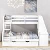 Acosure Twin Over Full Bunk Bed with Trundle and Built-in Desk,Bedroom Wood Bed Frame W/ 3 Storage Drawers & Shelf,No Box Spring Required,for Kids Teens Girls Boys,White view 3