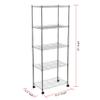Brikk 5-Layer Adjustable Carbon Steel Metal Multi-purpose Rack, 330lb Weight Capacity per shelf, Rust-resistant, Heavy-duty, Chrome Silver, 13.4"" D x 23.6"" W x 59"" H, BWMR05L view 2