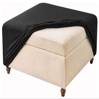 JACOJE Velvet Ottoman Cover Rectangular Stretch Square Ottoman Covers Slipcover Rectangle Washable Foot Stool Cover Thick Storage Protector with Elastic Bottom(#11,70x70 cm)