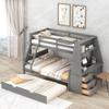 Acosure Twin Over Full Bunk Bed with Trundle and Built-in Desk,Bedroom Wood Bed Frame W/ 3 Storage Drawers & Shelf,No Box Spring Required,for Kids Teens Girls Boys,Gray view 1
