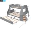 Acosure Twin Over Full Bunk Bed with Trundle and Built-in Desk,Bedroom Wood Bed Frame W/ 3 Storage Drawers & Shelf,No Box Spring Required,for Kids Teens Girls Boys,Gray view 2