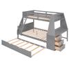 Acosure Twin Over Full Bunk Bed with Trundle and Built-in Desk,Bedroom Wood Bed Frame W/ 3 Storage Drawers & Shelf,No Box Spring Required,for Kids Teens Girls Boys,Gray view 4