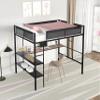 Acosure Metal Full Size Loft Bed with Desk & Shelves,Bedroom Sturdy Bed Frame W/Noise-Free Slats & Comfortable Textilene Guardrail,Grid Panel,Ladders,for Kids Teens Girls Boys,Black view 1