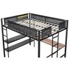 Acosure Metal Full Size Loft Bed with Desk & Shelves,Bedroom Sturdy Bed Frame W/Noise-Free Slats & Comfortable Textilene Guardrail,Grid Panel,Ladders,for Kids Teens Girls Boys,Black view 4