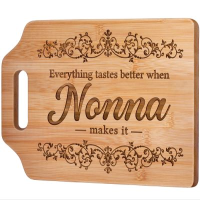 AceThrills Nonna Gifts for Nonna Christmas from Grandkids - Engraved Bamboo Cutting Board 12.3"L x 8.7"W x 0.4"Th