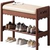 TUOYIBO Shoe Rack, 2 Tier Wooden Bench Storage Organiser with Seat Cushion, Hallway Shoe Storage Bench Organizer view 1