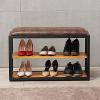 TUOYIBO Entrance Bench, Solid Wood Shoe Cabinet Storage Bench, Leather Upholstered Bench, Antique Corridor Bench Shoe Bench,Brown,100x30x48cm(39x12x19inch) view 4