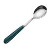 HIDEERPPY Silverware Set, 1/4/6/8/10 Pieces Dark Green Handle Round Spoon Household Stainless Steel Dessert Spoon Coffee Spoon Stirring Spoon, Home Flatware Set (Color : Silver, Size : 10Pcs) view 1