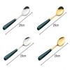 HIDEERPPY Silverware Set, 1/4/6/8/10 Pieces Dark Green Handle Round Spoon Household Stainless Steel Dessert Spoon Coffee Spoon Stirring Spoon, Home Flatware Set (Color : Silver, Size : 10Pcs) view 2