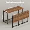 WOHOMO Folding Desk, 47.2" Foldable Computer Desk for Bedroom, Space Saving Computer Table Writing Workstation for Home Office, Easy Assembly, Walnut view 2
