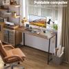 WOHOMO Folding Desk, 47.2" Foldable Computer Desk for Bedroom, Space Saving Computer Table Writing Workstation for Home Office, Easy Assembly, Walnut view 3