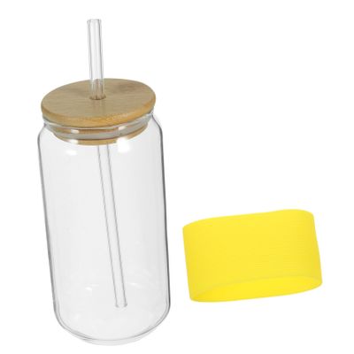 ULTECHNOVO Glass Drinking Cup with Straw and Lid High Borosilicate Portable Juice Cup for Cold Beverages for Home Cafes and Restaurants