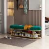 Household Shoe Changing Stool Bench Entrance Door Wear Shoe Stool Upholstered Footstool Changing Shoes Stool for Living Room Bedroom Soft Bag Double-Layer Storage 60 * 32 * 45cm,Pink view 2