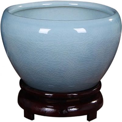 Creative Flower Pots Plant Container Water Lily Bowl Ceramic Large Hydroponic Plant Pot Lotus Flower Copper Coin Grass Hydroponic Ware Fish Tank (bottom Not Perforated) Plant Pot -Bigblue Mug||Medium
