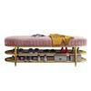 Modern Upholstered Sofa Stool with Iron Fram Doorway Changing Shoes Stool Footstool Bench Entrance Door Wear Shoe Stool Soft Bag Double-Layer Shoe Changing Stool 120 * 32 * 45cm,Blue view 1