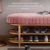 Modern Upholstered Sofa Stool with Iron Fram Doorway Changing Shoes Stool Footstool Bench Entrance Door Wear Shoe Stool Soft Bag Double-Layer Shoe Changing Stool 120 * 32 * 45cm,Blue view 4