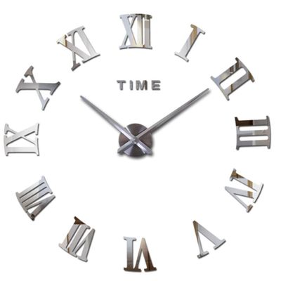 TopHomer Large 3D DIY Wall Clock Frameless Large DIY Wall Clock Kit with Wall Clock Sticker Silent Movement Design for Home Bedroom Office Wall Decorations Ideas(Sliver)