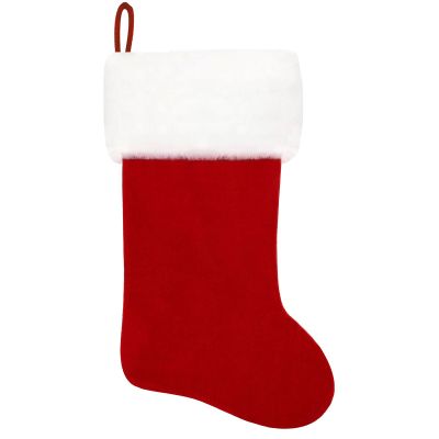 Eoocan 20 Inches Christmas Stockings Red Velvet with White Super Soft Plush Cuff Xmas Stockings Classic Personalized Stocking Decorations for Family Holiday Season Dcor