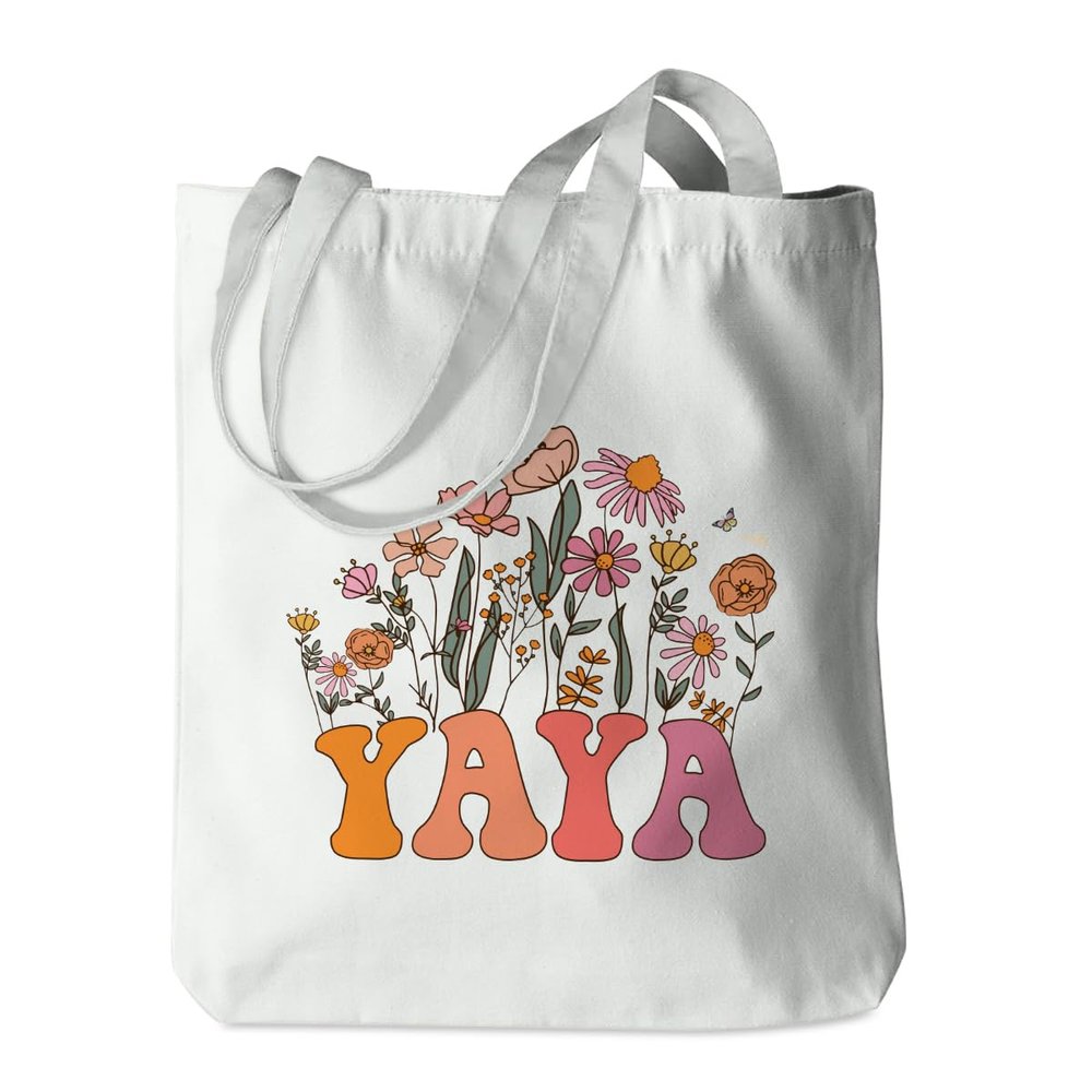 Yaya Gifts Tote Bag Grandma Birthday Gifts Mothers Day Retirement Appreciation Gift for Women Nana Grandma to Be Grammy Christmas Shoulder Bag Reusable Grocery Bags for Shopping Grocery Gym