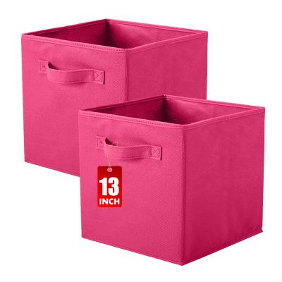 ShellKingdom Storage Bins, Foldable Fabric Storage Cubes And Cloth Storage Organizer Drawer For Closet And Toys Storage, 13 X 13 X 13 INCH, 2 Pack (Fuchsia)