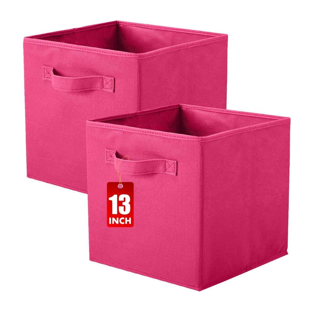 ShellKingdom Storage Bins, Foldable Fabric Storage Cubes And Cloth Storage Organizer Drawer For Closet And Toys Storage, 13 X 13 X 13 INCH, 2 Pack (Fuchsia)