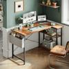 BANTI L Shaped Small Computer Desk with Storage Shelves, 55" Home Office Small Corner Desk Study Writing Table, Deep Brown view 2