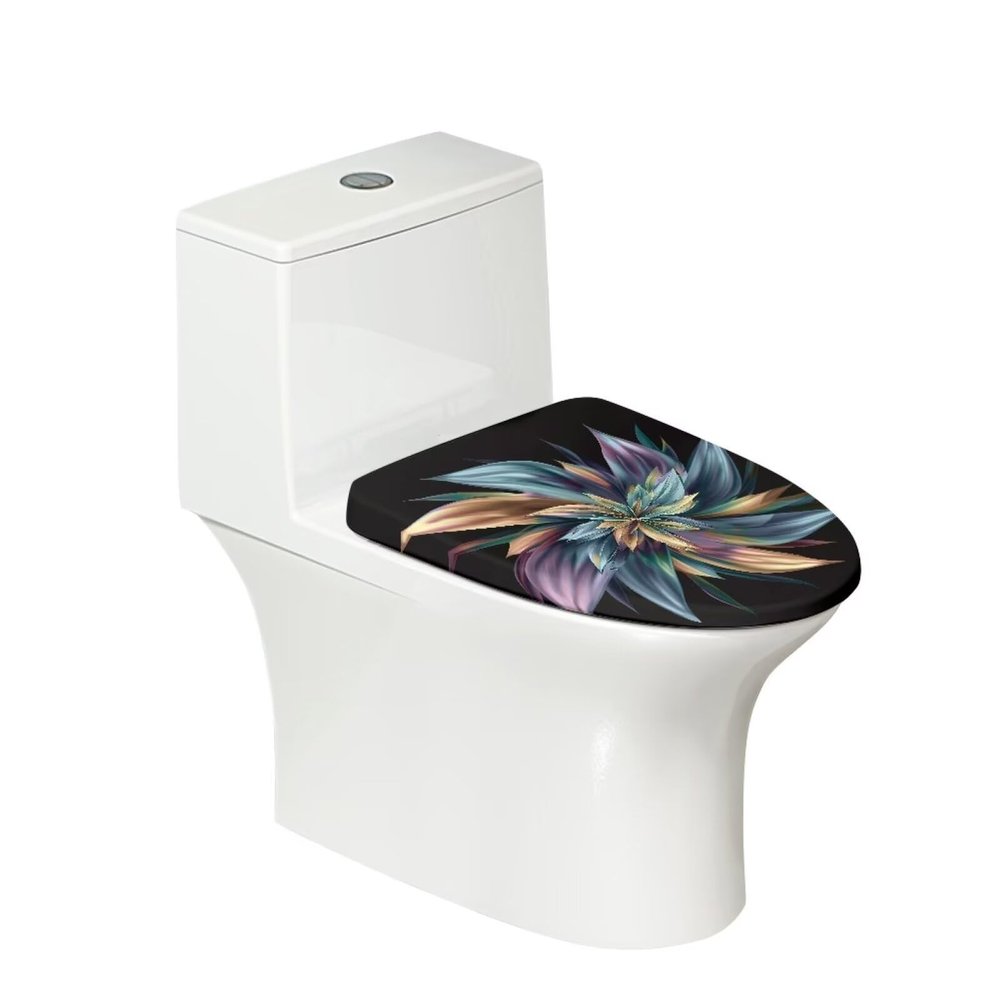 Eheartsgir Lotus Floral Bathroom Toilet Lid Dustproof Cover Soft Comfortable Home Hotel Bathroom Toilet Protective Cover Fits Most Toilet Bowl Lids for Home Decorations