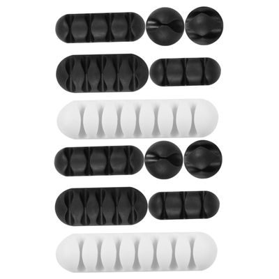 Veemoon 12pcs Cable Clips Adhesive Cable Organizer for Efficient Cord Management Suitable for Home and Office Easy Installation Smooth Surfaces Color Random