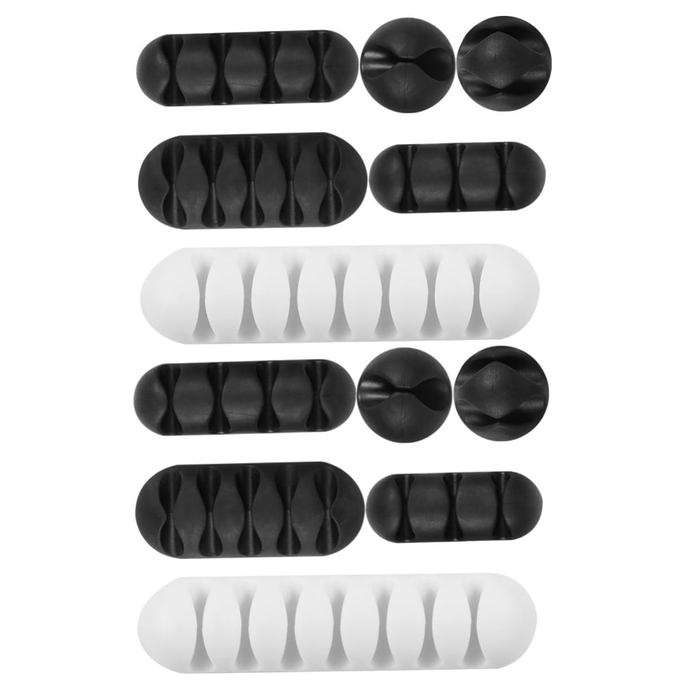 Veemoon 12pcs Cable Clips Adhesive Cable Organizer for Efficient Cord Management Suitable for Home and Office Easy Installation Smooth Surfaces Color Random