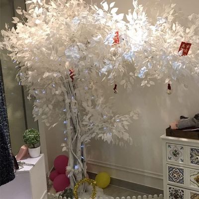 PLYLAY Artificial Cherry Blossom Tree with lamp - White Banyan Indoor Outdoor Wedding Decoration with Silk Flowers - Stunning Artificial Blossom Tree (Size : 1.5 * 1.5m)