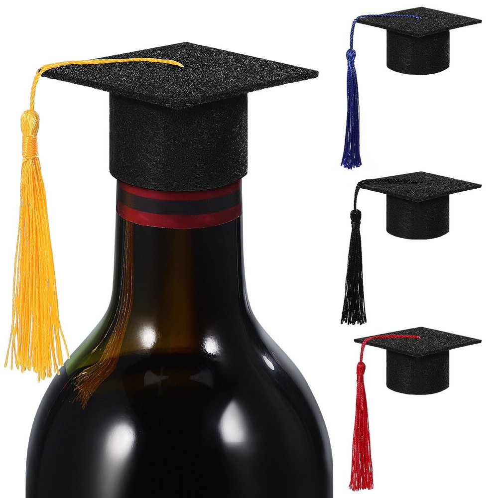 ABOOFAN Realistic Grad Cap Decorations Mini Bottle Hats Graduation Celebration Decor Doctor Hat Bottle Covers Party Favors