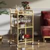 TUTOTAK Bar Cart, Home Bar Serving Cart with 3-Tier Mirrored Shelf, Wine Cart, Mobile Kitchen Shelf, Gold BC01BB034 view 2