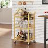TUTOTAK Bar Cart, Home Bar Serving Cart with 3-Tier Mirrored Shelf, Wine Cart, Mobile Kitchen Shelf, Gold BC01BB034 view 3