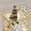 TUTOTAK Bar Cart, Home Bar Serving Cart with 3-Tier Mirrored Shelf, Wine Cart, Mobile Kitchen Shelf, Gold BC01BB034 view 4