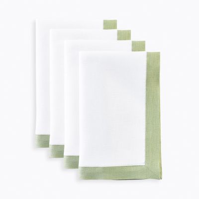 Solino Home Linen Cloth Napkins Set of 4-100% Pure Linen Sage Green and White Dinner Napkins 20 x 20 Inch for Winter, Spring, Easter, St Patricks Day - Classic, Handcrafted and Machine Washable
