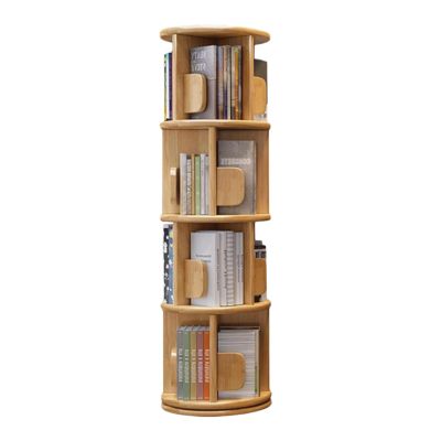 PZEOB Narrow Bookshelf Bookshelves 4-Tier Bookcase Solid Wood 360 Rotating Bookshelf Display Rack Floor Standing Book Shelf Standing Bookcase Perfect Display