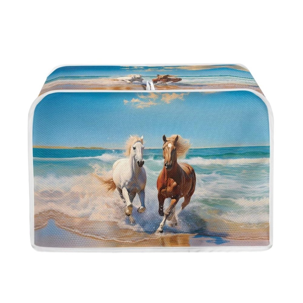 Psesaysky Horse 4 Slice Toaster Covers Dust Cover Fingerprint Kitchen Accessories Decor Durable Microwave Oven Kitchen Tool Bakeware Protector