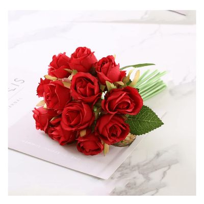 Dntum Artificial Flowers for Decoration Artificial Roses Flowers 12 Heads Arrangement Silk Bouquet Artificial Flowers Rose Bouquet for Wedding Bridal Decorations Artificial Flowers Plants